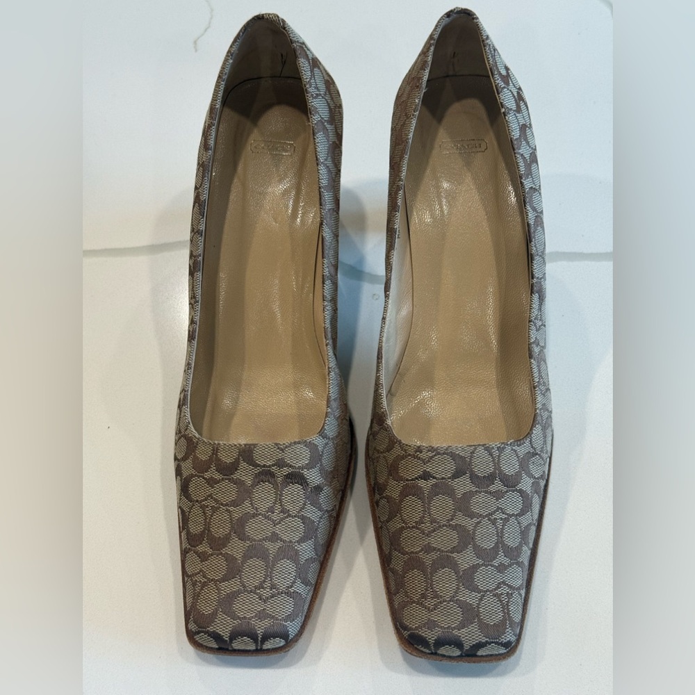 COACH Malorie Italian Leather Block Heel Pumps Women’s 8.5